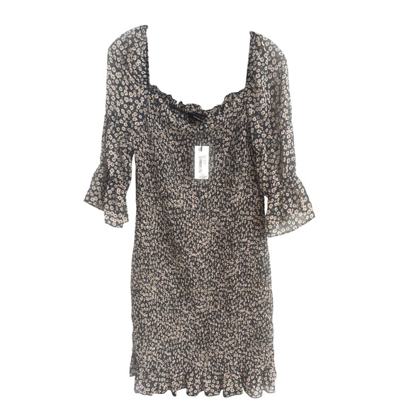 Sugar + Lips Women's L Navy Floral Smocked Mini Dress NWT New With Tags - Picture 1 of 5